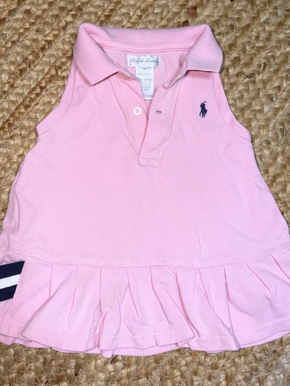 Ralph Lauren Pink Sleeveless Polo Tank Top with Ruffle Hem
